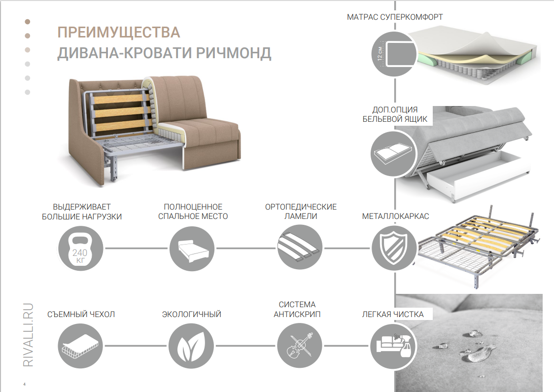 Диван-кровать Доминго Аккордеон НПБ 155 Prima grey