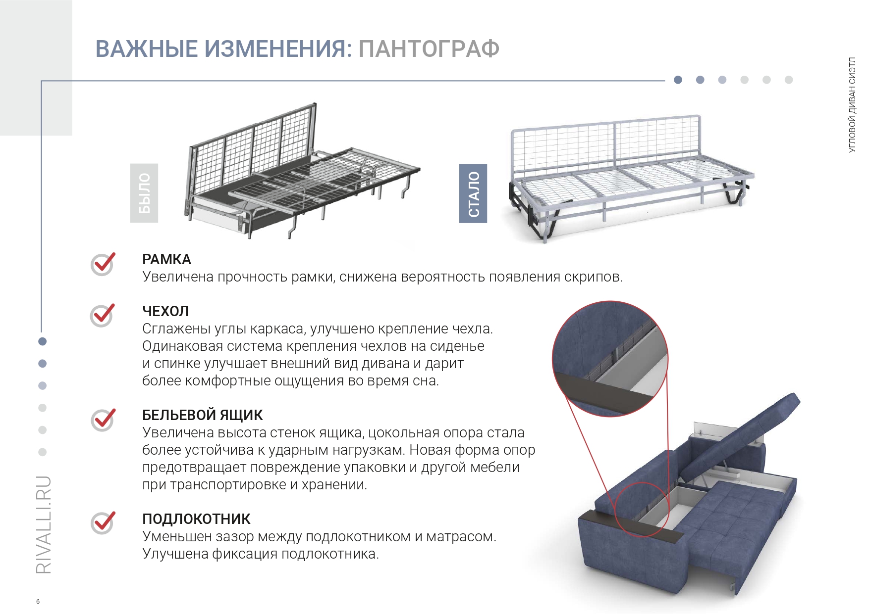 Диван угловой Сиэтл Тик-Так, механизм трансформации