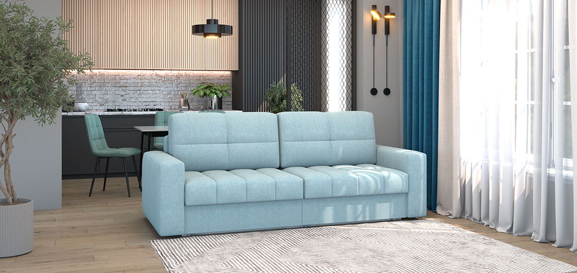 Пример разделения помещения диваном