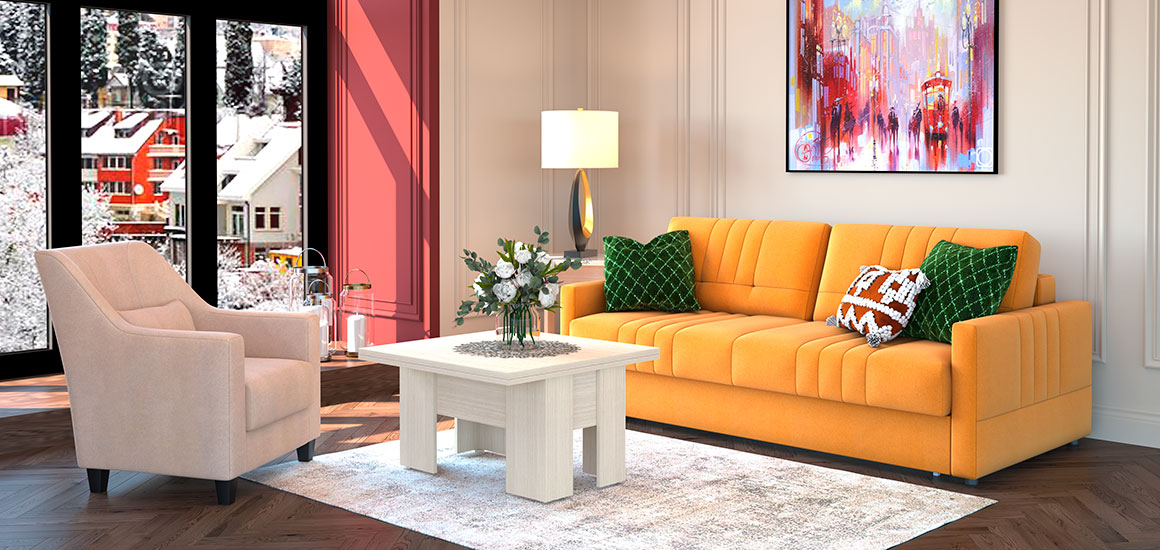 Диван прямой Фарадей, практичный современный стиль